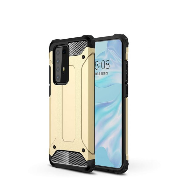 KNY Huawei P40 Pro Kılıf Çift Katmanlı Armour Case Gold