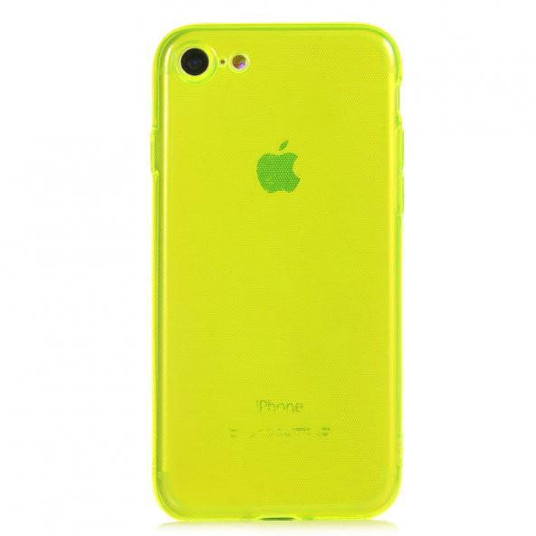 KNY Apple İphone 7 Plus Kılıf Renkli Fosforlu Mun Silikon Sarı