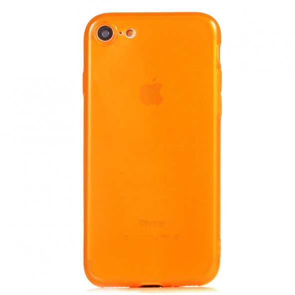 KNY Apple İphone 7 Kılıf Renkli Fosforlu Mun Silikon Turuncu