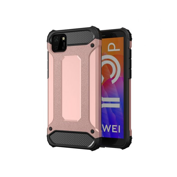 KNY Huawei Y5P Kılıf Çift Katmanlı Armour Case Rose Gold