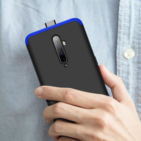 KNY OPPO Reno 2Z Kılıf 3 Parça 360 Zore Ays Kapak Mavi - 2