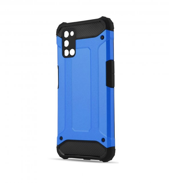 KNY OPPO A52 Kılıf Çift Katmanlı Armour Case Mavi