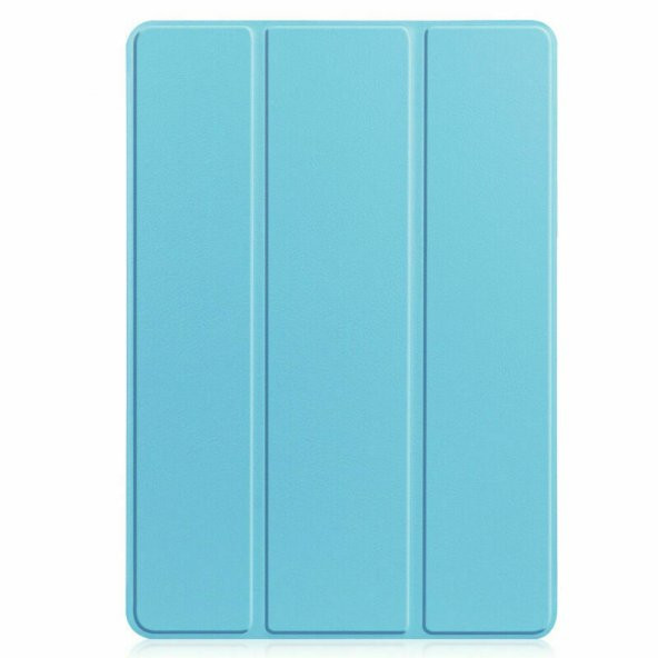 KNY Samsung Galaxy Tab S7 Plus SM-T970 Kılıf Arkası Şeffaf Standlı Sert Mika SmartCover Mavi