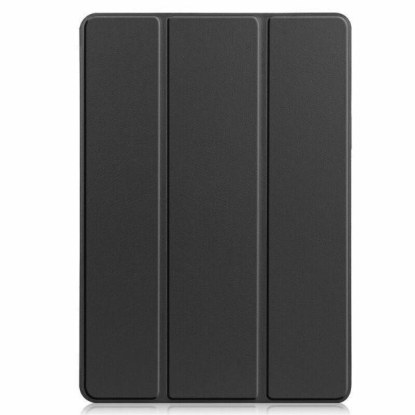 KNY Samsung Galaxy Tab S7 Plus SM-T970 Kılıf Arkası Şeffaf Standlı Sert Mika SmartCover Siyah