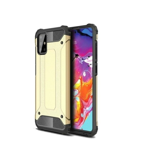 KNY Samsung Galaxy M31S Kılıf Çift Katmanlı Armour Case Gold