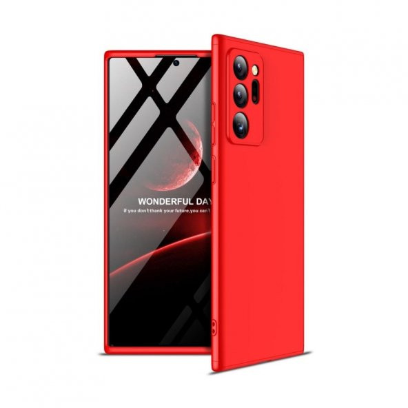 KNY Samsung Galaxy Note 20 Ultra Kılıf 3 Parça 360 Zore Ays Kapak Kırmızı