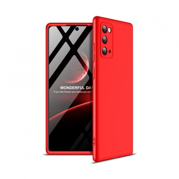 KNY Samsung Galaxy Note 20 Kılıf 3 Parça 360 Zore Ays Kapak Kırmızı