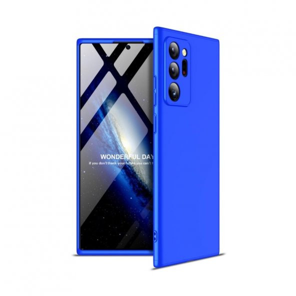 KNY Samsung Galaxy Note 20 Ultra Kılıf 3 Parça 360 Zore Ays Kapak Mavi
