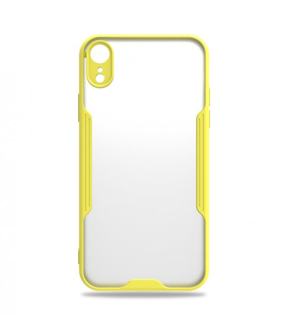 KNY Apple İphone XR Kılıf Silikon Kenarlı Buzlu Parfe Silikon Sarı