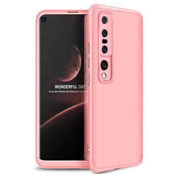 KNY Xiaomi Mi 10 Pro Kılıf 3 Parça 360 Zore Ays Kapak Rose Gold