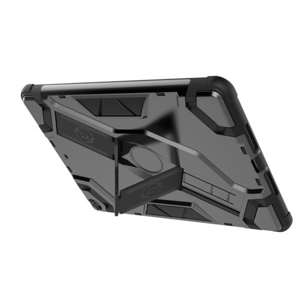 KNY Apple İpad 10.2 Kılıf Ultra Korumalı Çift Katmanlı Standlı Kapak Koyu Gri Gri - 5