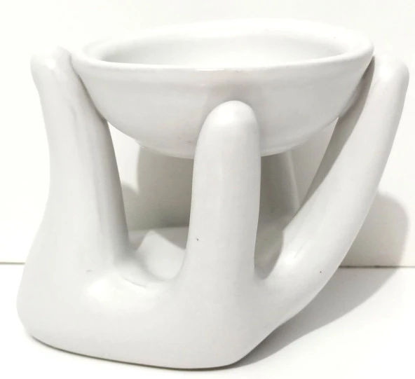 Seramik El Figürlü Beyaz Buhurdanlık - 3