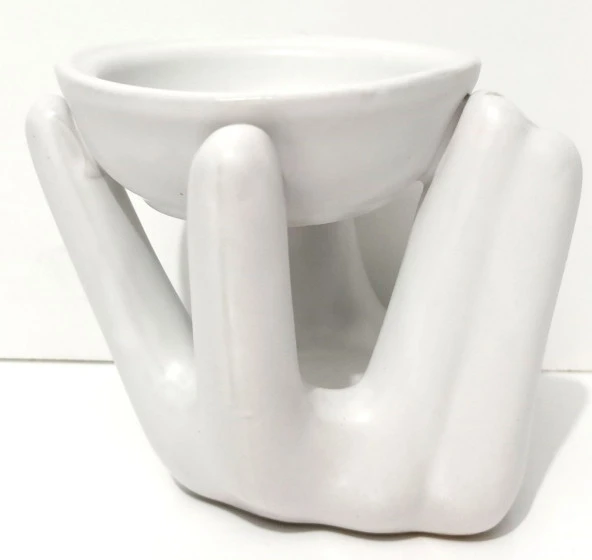 Seramik El Figürlü Beyaz Buhurdanlık - 4