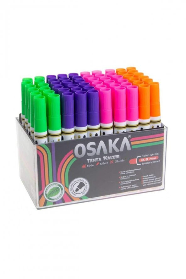 Osaka Beyaz Tahta Kalemi Fosforlu Renkler 60'Lı Stand