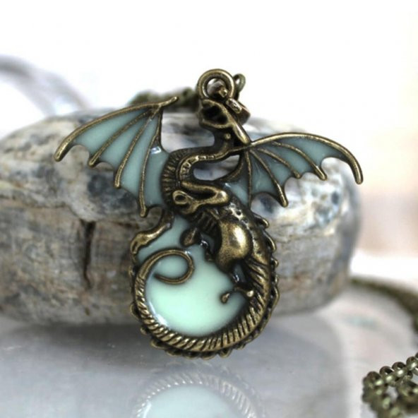 Game Of Thrones Fosforlu Ejderha Karanlıkta Parlayan Metal Kolye