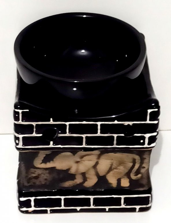 Siyah Fil Resimli Seramik Buhurdanlık - 2