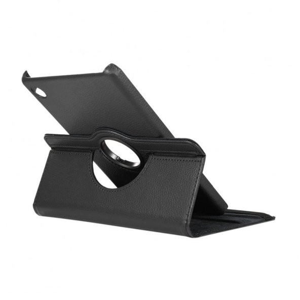 KNY Huawei Mate Pad T10S Kılıf Dönerli Standlı Suni Deri Kapaklı Kılıf Siyah - 4