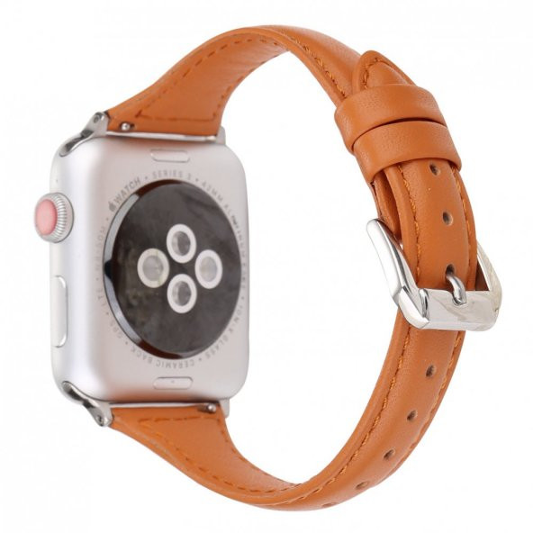 KNY Apple Watch 38 MM İnce Suni Deri Kordon Beyaz - 2