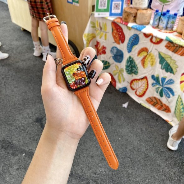 KNY Apple Watch 38 MM İnce Suni Deri Kordon Beyaz - 4