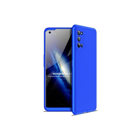 KNY Realme 7 Pro Kılıf 3 Parça 360 Zore Ays Kapak Siyah - Mavi