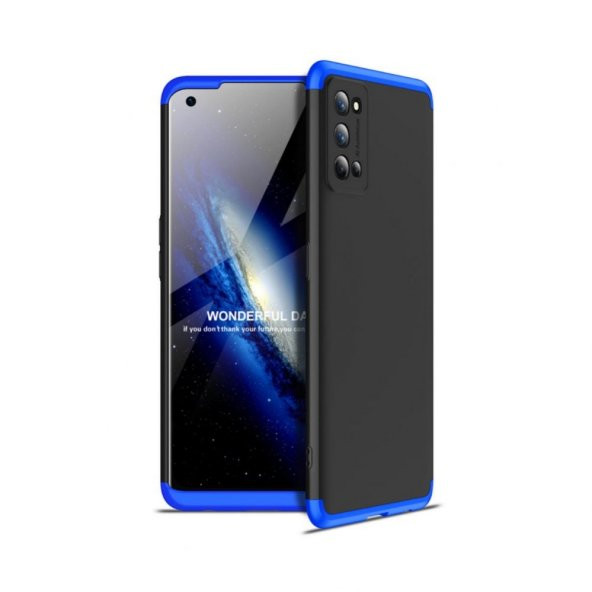 KNY Realme 7 Pro Kılıf 3 Parça 360 Zore Ays Kapak Mavi