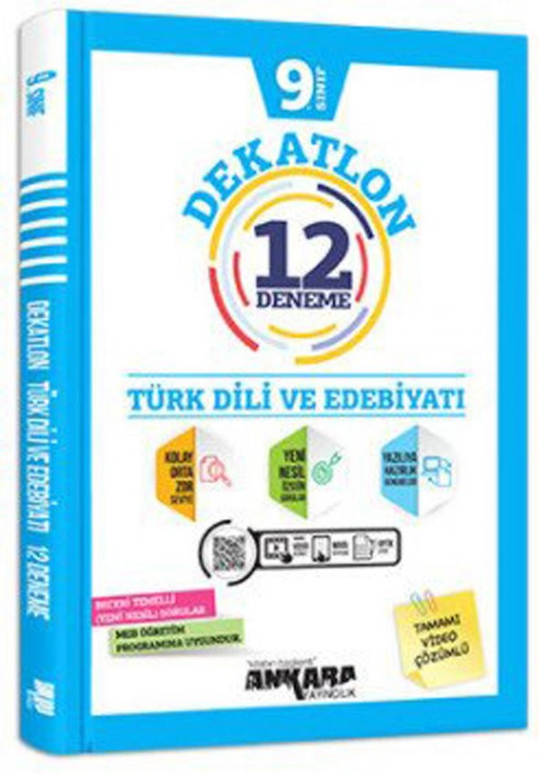 Ankara Yayınları 9. Sınıf Türk Dili Ve Edebiyatı Dekatlon 12 Li Deneme 2021-2022