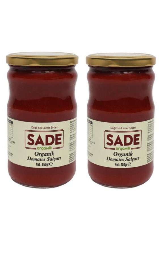 Sade Organik Domates Salçası 2X650 gr