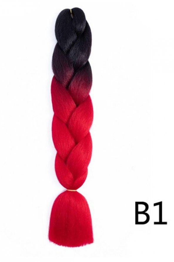 60cm Afrika Zenci Örgüsü Box Braid İki Renk Ombreli Sentetik Saç - 5