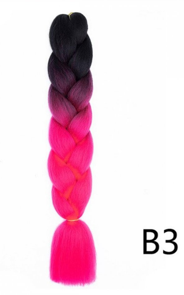 60cm Afrika Zenci Örgüsü Box Braid İki Renk Ombreli Sentetik Saç - 7