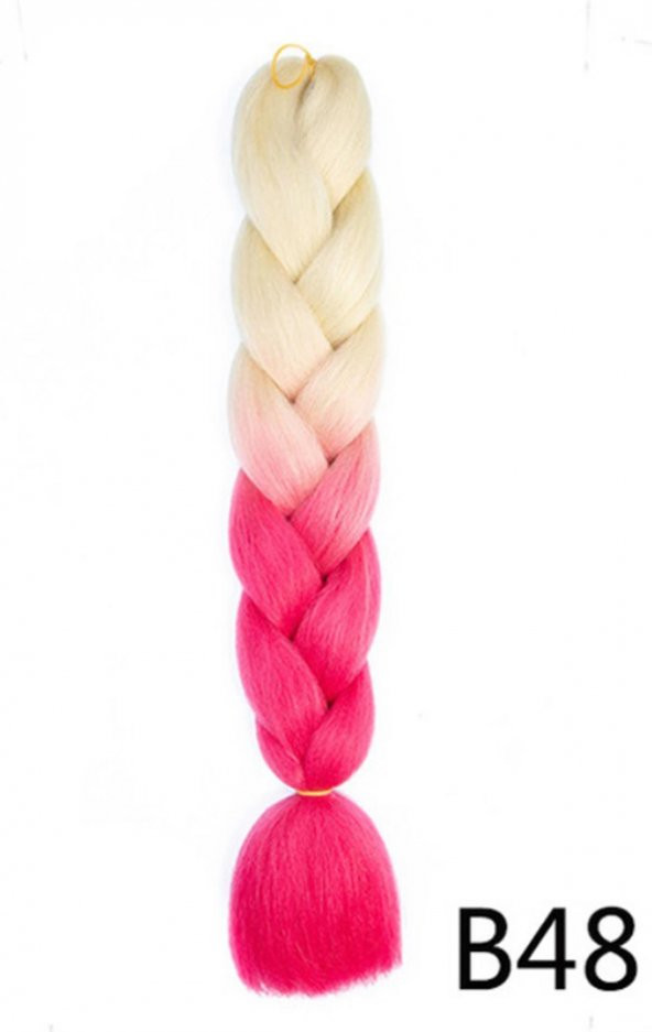 60cm Afrika Zenci Örgüsü Box Braid İki Renk Ombreli Sentetik Saç - 8