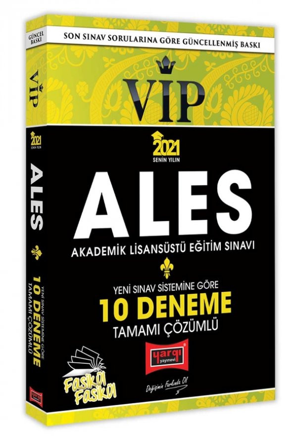​Yargı Yayınları 2021 ALES VIP Yeni Sınav Sistemine Göre Tamamı Çözümlü 10 Fasikül Deneme