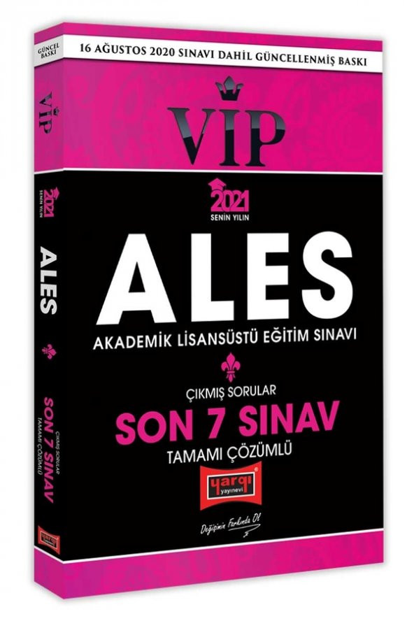 ​Yargı Yayınları 2021 ALES VIP Son 7 Sınav Tamamı Çözümlü Çıkmış Sorular