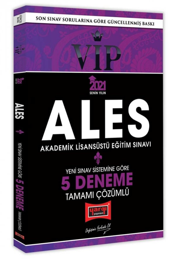 ​Yargı Yayınları 2021 ALES VIP Yeni Sınav Sistemine Göre Tamamı Çözümlü 5 Deneme