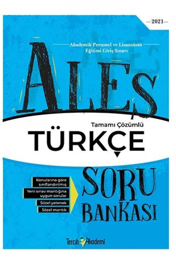 ​Tercih Akademi Yayınları 2021 ALES Türkçe Tamamı Çözümlü Soru Bankası