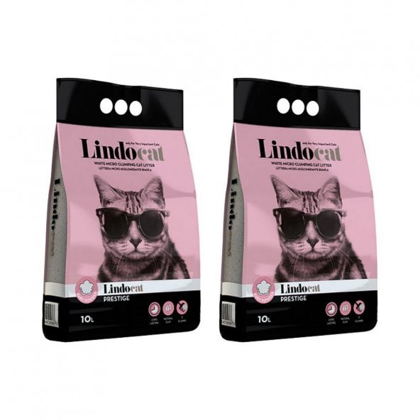 Lindo Cat Pudralı Topaklaşan İnce Taneli Kedi Kumu 10 lt x 2 adet