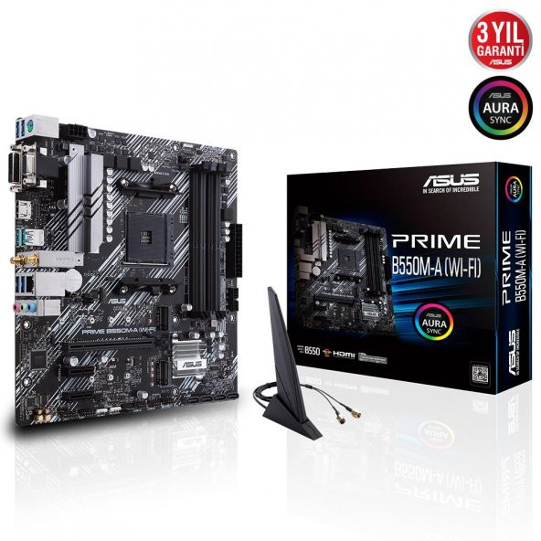 Asus PRIME B550M-A (WI-FI) AMD B550 DDR4 USB3.2 HDMI/DVI/VGA PCI 4.0 AM4 Anakart