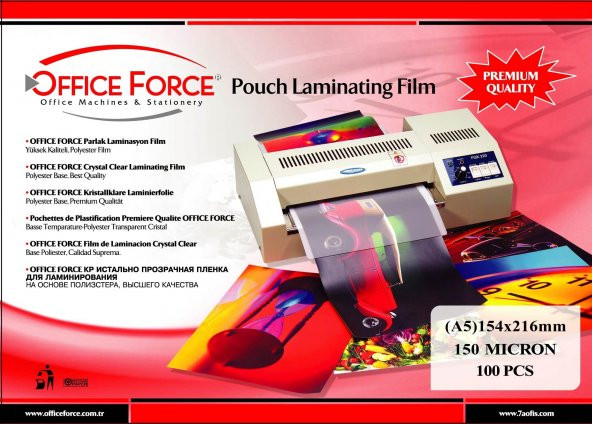 Office Force 150 Mic.A5 (154x216) Parlak Laminasyon Filmi 100’lü - 2