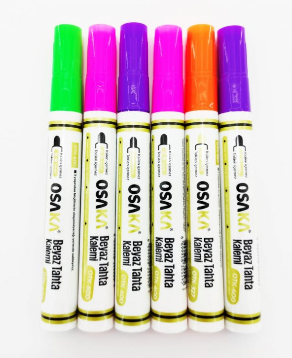 Osaka Beyaz Tahta Kalemi Fosforlu Renkler 6 Lı Set