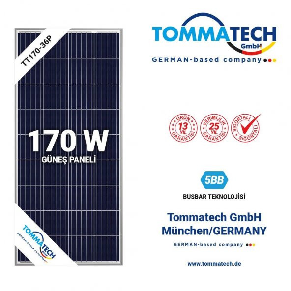 Tommatech 170 Watt Güneş Paneli