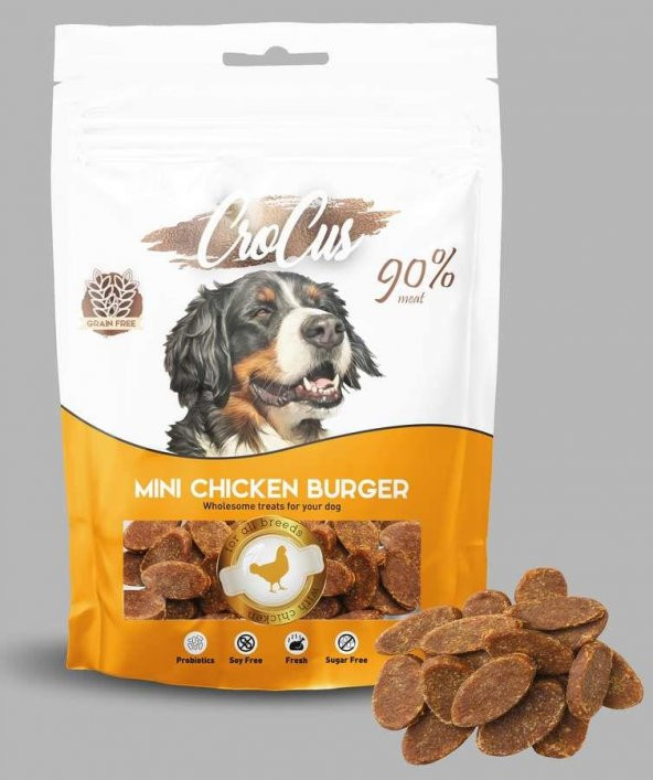 Crocus Mını Tavuk Burger Tahılsız Köpek Ödülü 80 Gr