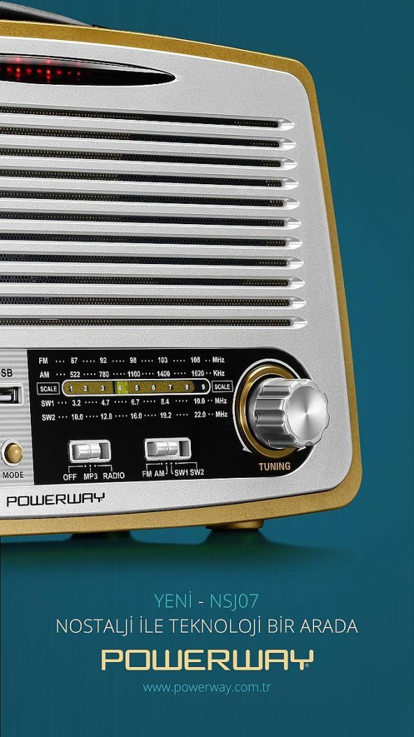 Powerway Nsj07 Nostalji Radyo Bluetooth Fm Radyo Usb Girişi NSJ07 - 3