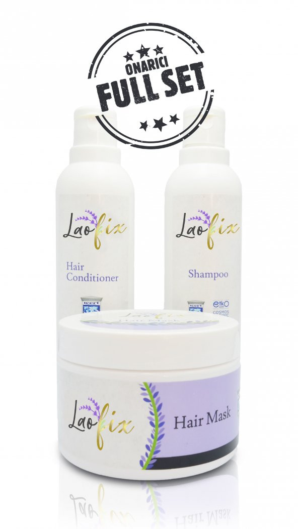 Laofix Lavanta Özlü Saç Onarıcı 3'lü Bakım Seti (Şampuan + Krem + Maske)