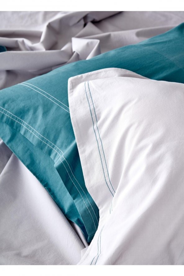 Ecocotton 100 Organik Pamuk  Perkal Tek Kişilik Nevresim Takımı 160*220 Basıc Petrol - 2