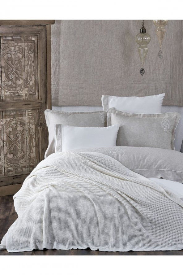 Ecocotton Organik Pamuk Triko Battaniye TEK KİŞİLİK Sedef Gold Simli 160X220 - 2