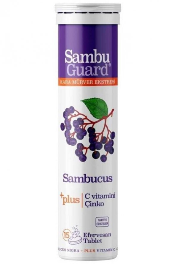 Sambuguard Sambucus Kara Mürver Ekstresi + C Vitamin + Çinko 15 Efervesan Tablet