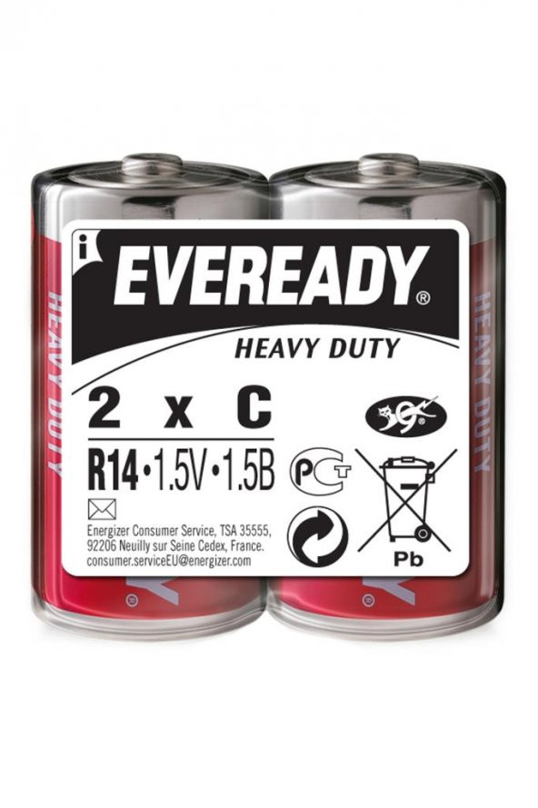 Energizer (C8-0829) Eveready Çinko Karbon Heavy Duty Orta C Pil 2li Shrink