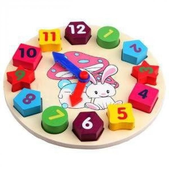 Hamaha Wooden Toys Ahşap Eğitici 5 Li Set Zeka Algı Oyunları Helezon - Puzzle - Saat - Geometrik - 4