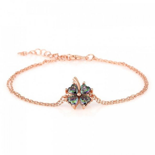 Mistik Topaz Gümüş Yonca Set Kolye Küpe Bileklik - 3
