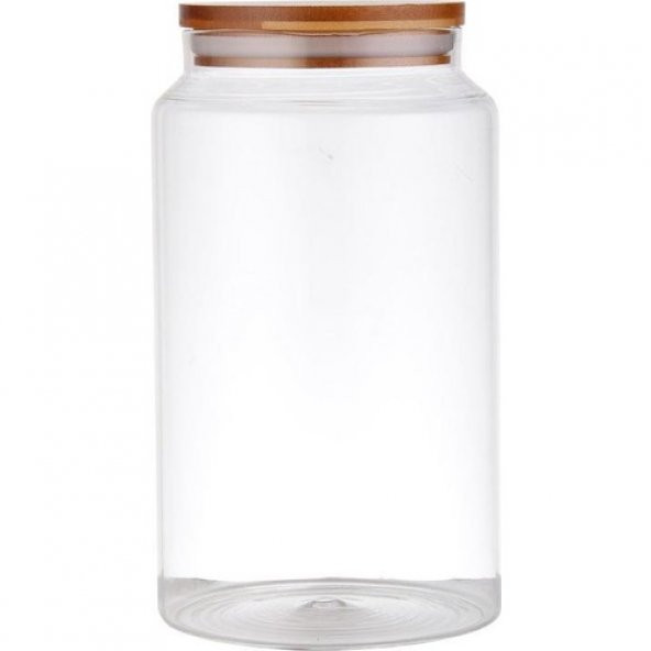 3 Boy Bambu Kapaklı Cam Kavanoz ,3lü Baharat Kavanozu - 2