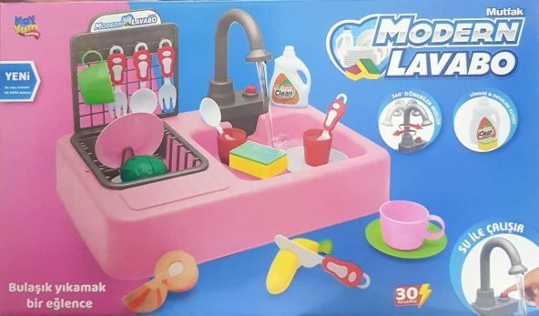 Kayyum Modern Mutfak Su İle Çalışan Lavabo Oyuncağı Pembe 7020P